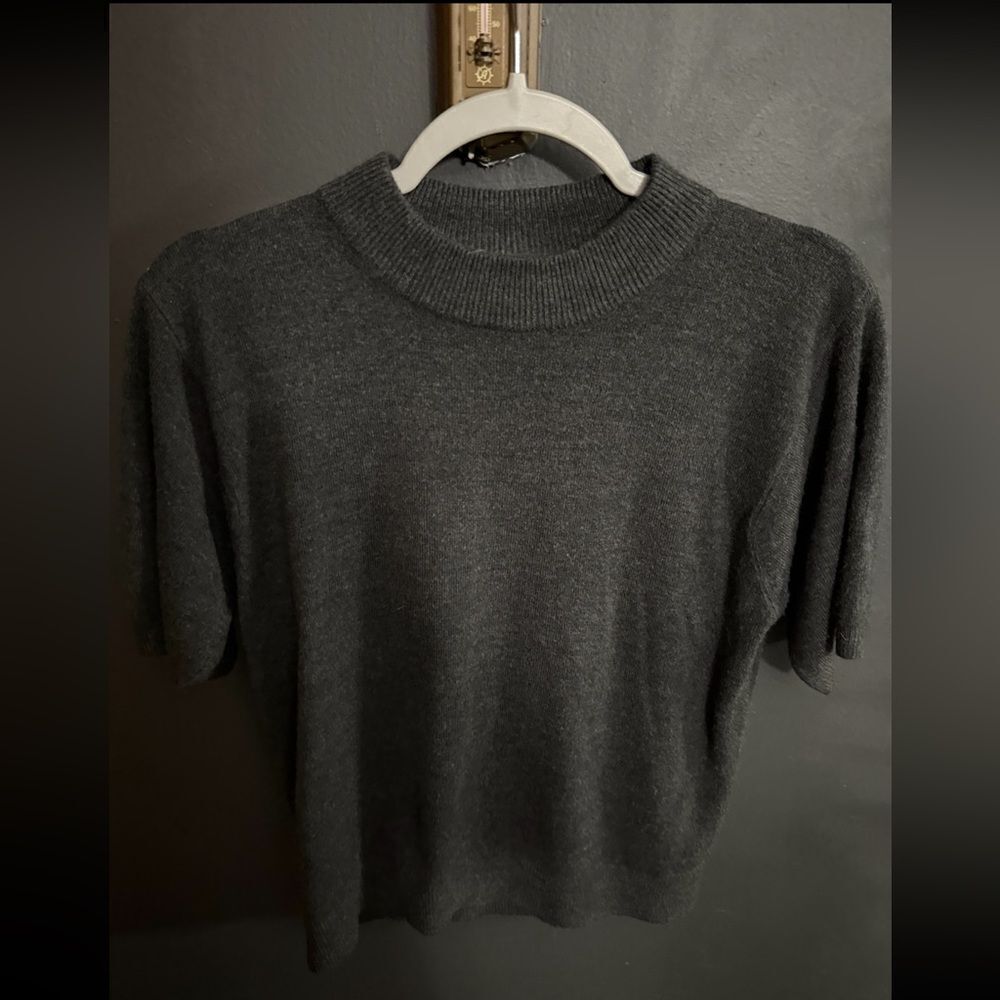 Sag Harbor Petite Acrylic Sweater High Neck Size Medium Dark Grey